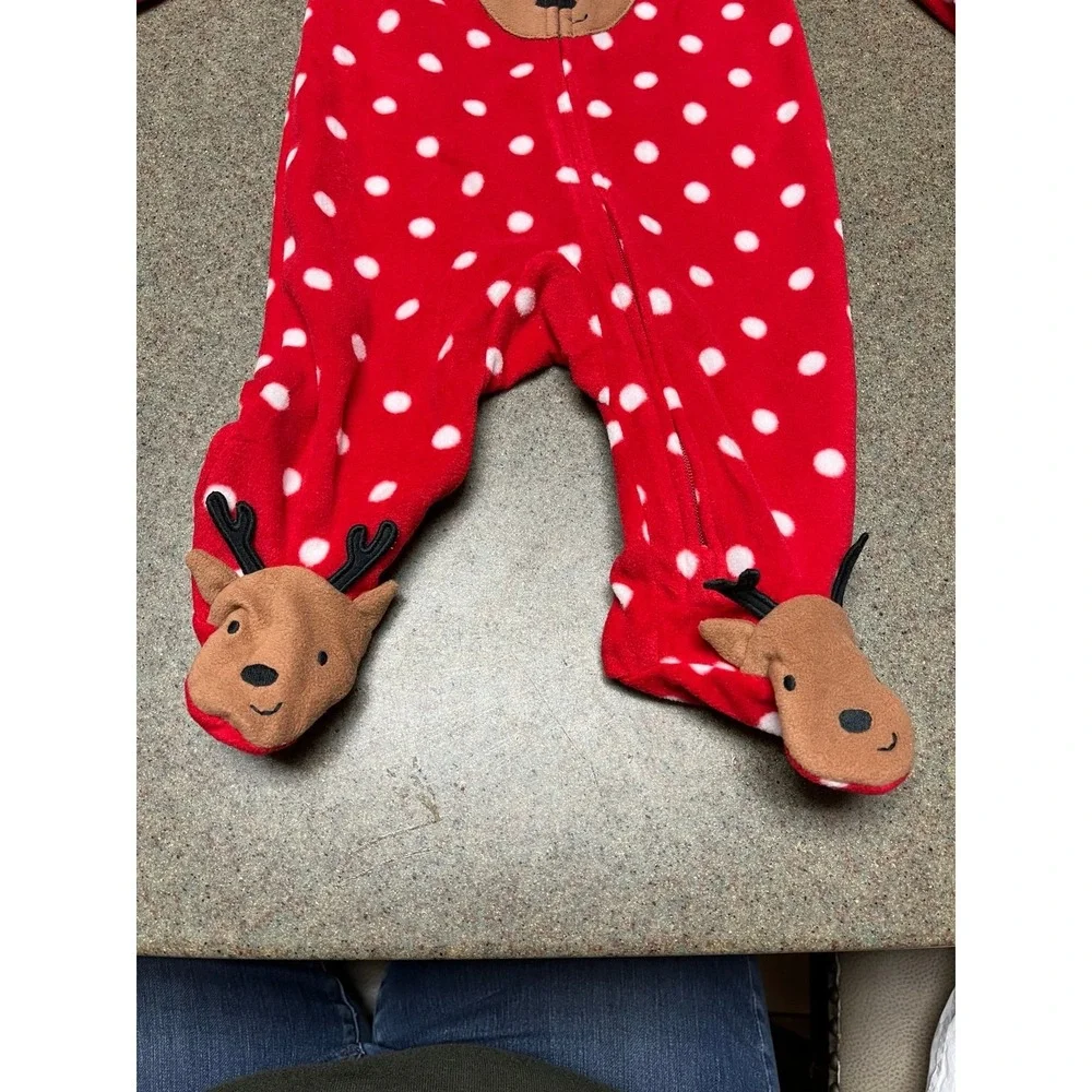 Carter's Christmas fleece sleeper NWT 3‎ months red polka dor
